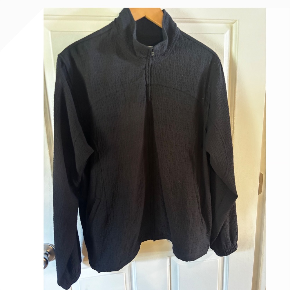 Orvis Womens Black Textured Quarter Zip Pullover Jacket Drawstring Hem Large